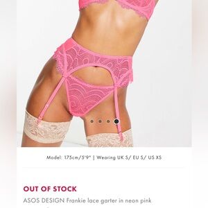 ASOS Design Pink Lace Garter and Thong